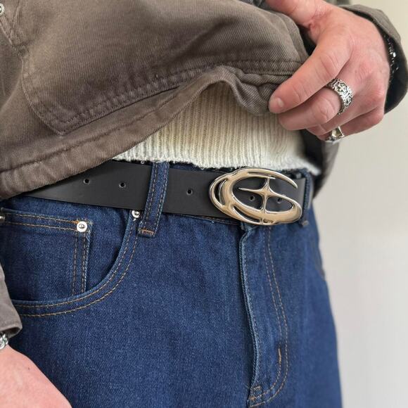 Chrome Star Black Silver Belt – Futuristic Grunge Emo Style, Unisex, Brand New - Picture 6 of 12